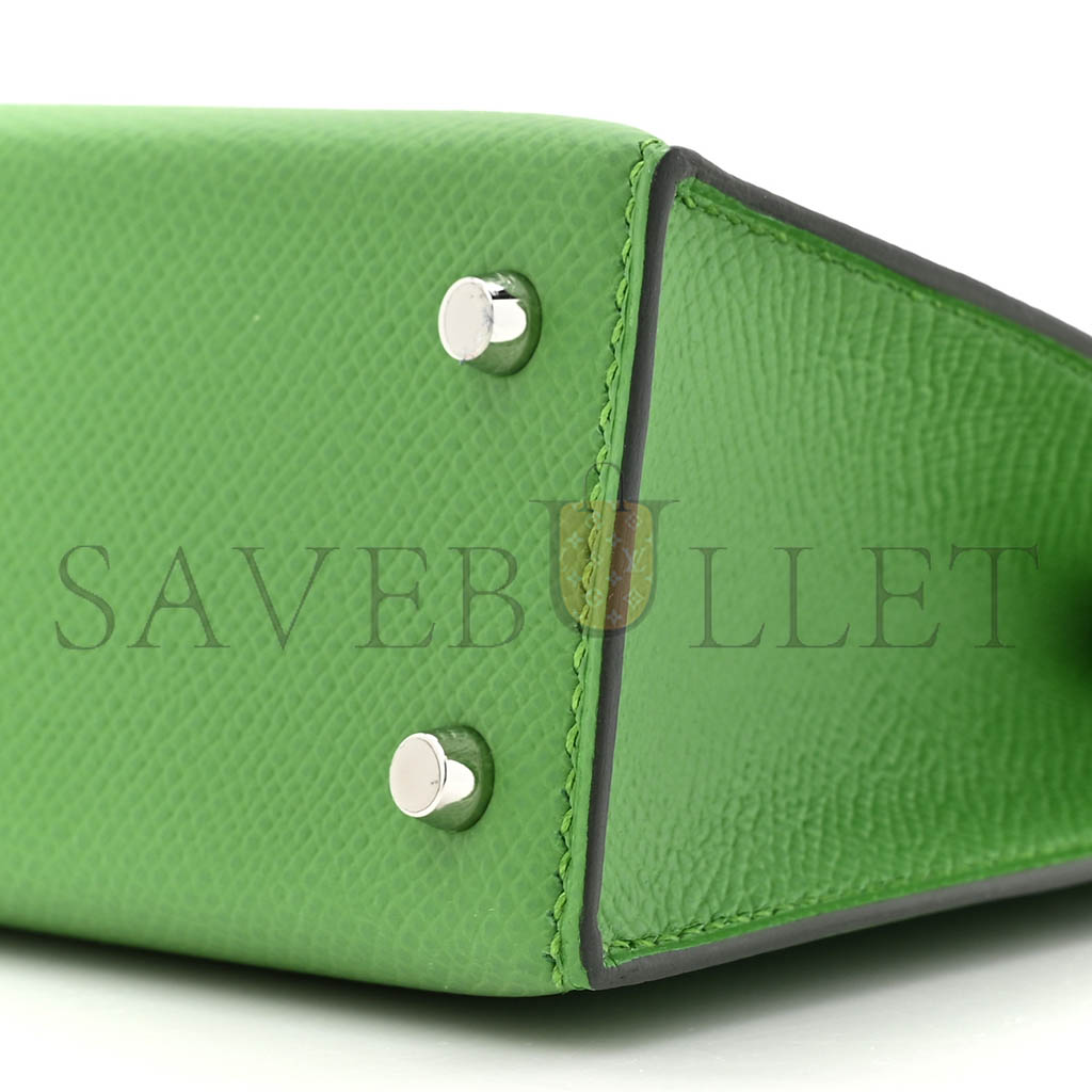 H**mes mini kelly ii epsom green silver buckle (19*12*5.5cm)